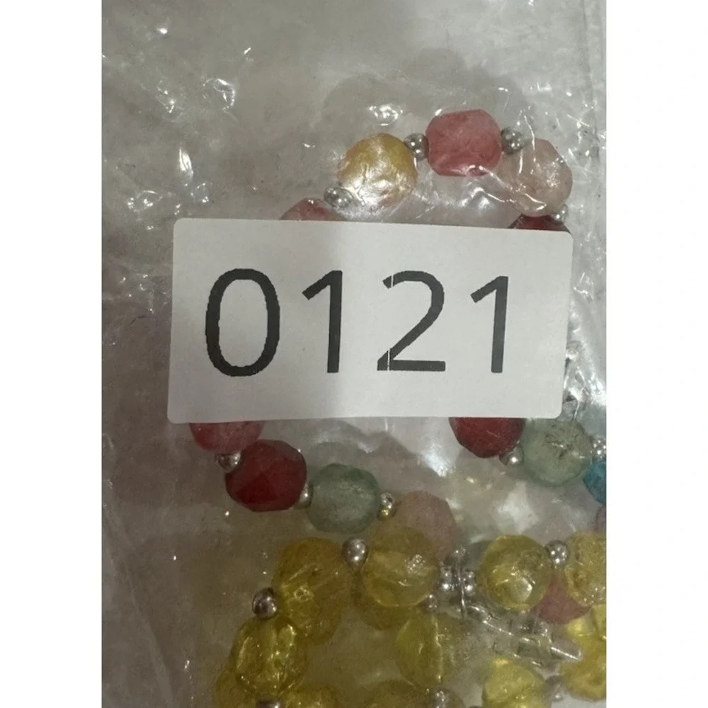 Judaism Lot of 2 Beaded Stretch Bracelets w/ Star of David Charms, Multi/Yellow